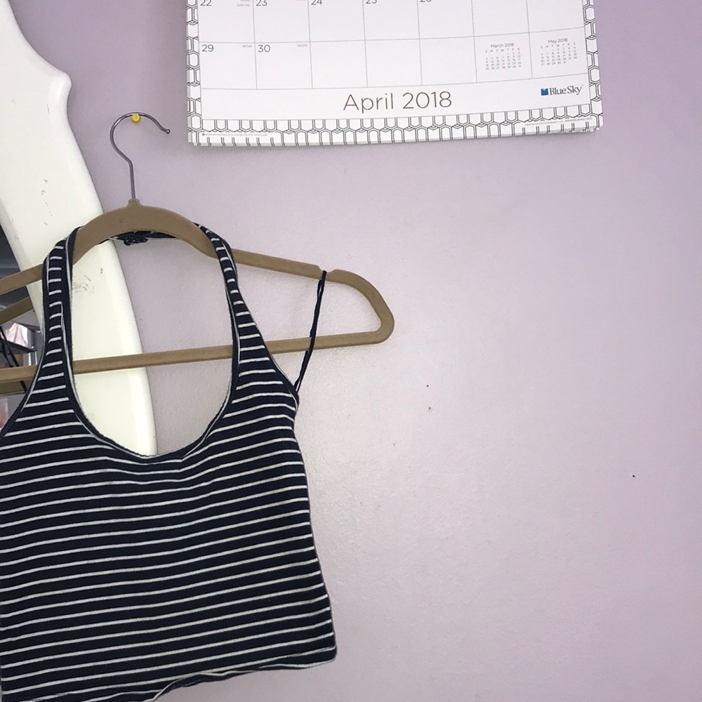 blue & white stripped crop top (aeropostal)